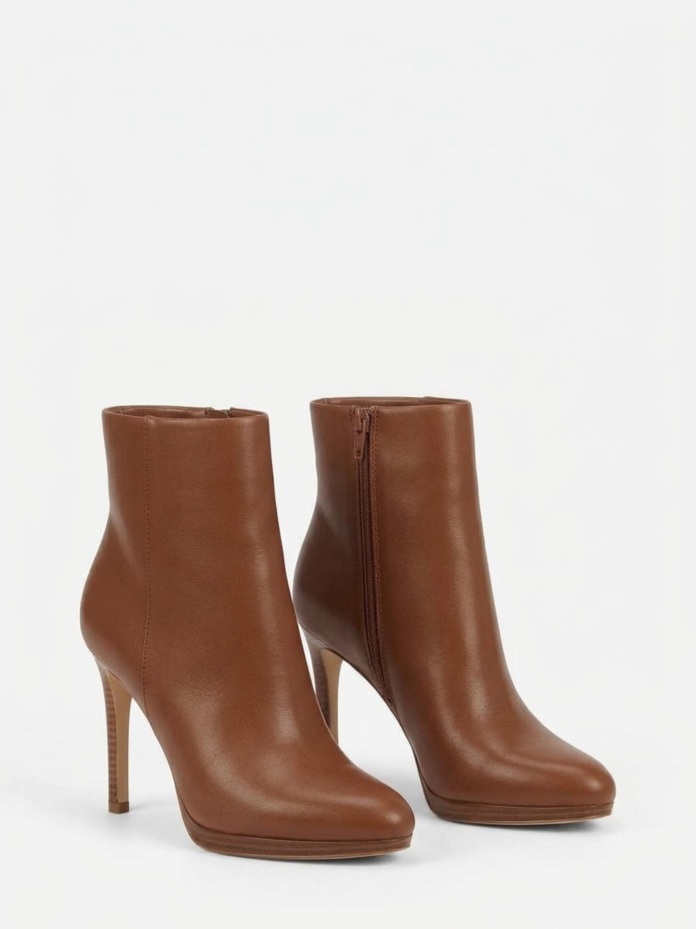 Nine West Cognac Brown Leather High-Heel Ankle Booties